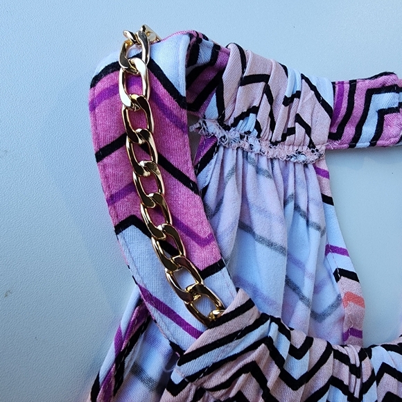 Jennifer Lopez Pink and White High Low Sundress with Sleeveless Halter Neck - Picture 9 of 16